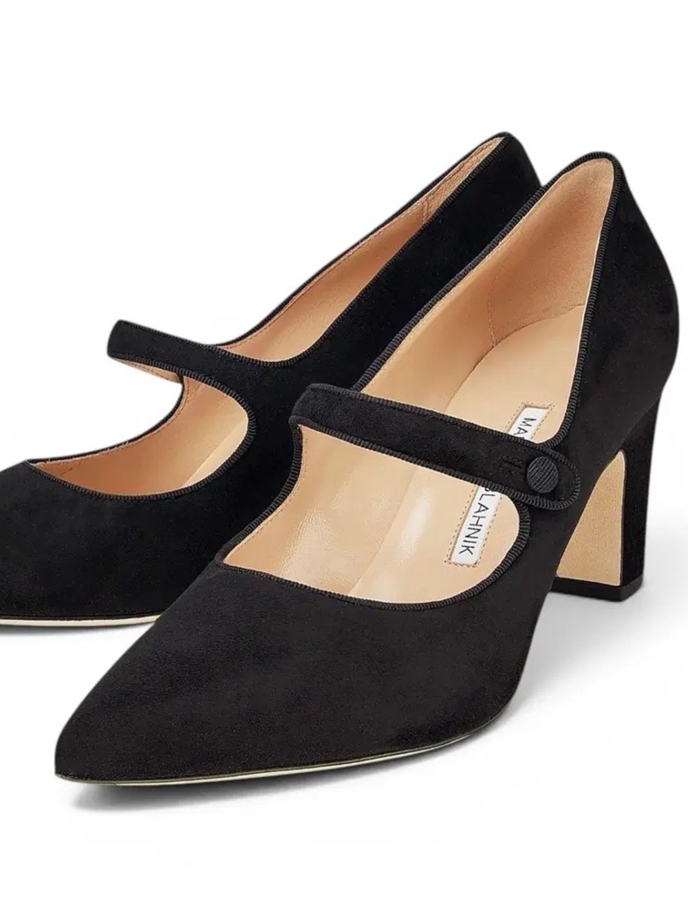Manolo Blahnik Suede Campariba Mary Jane Shoes 38.5